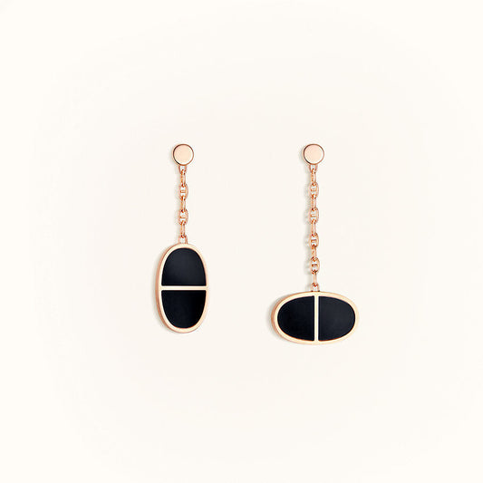 [BLUE TEARS]CHAINE VERSO BLACK CERAMIC EARRINGS