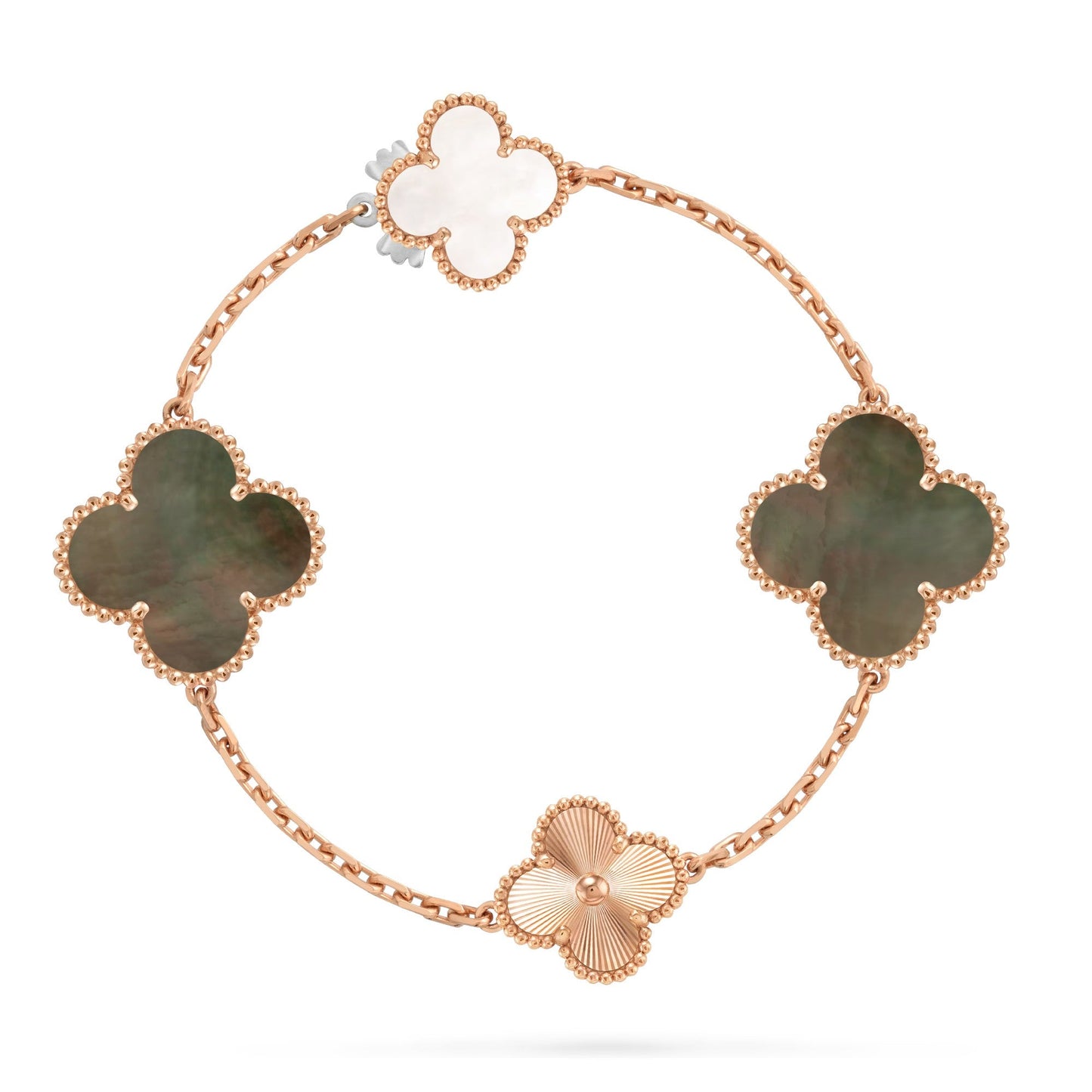 [Blue Tears]DETACHABLE CLOVER 15(11+4) FLOWER ROSE GOLD NECKLACE SET