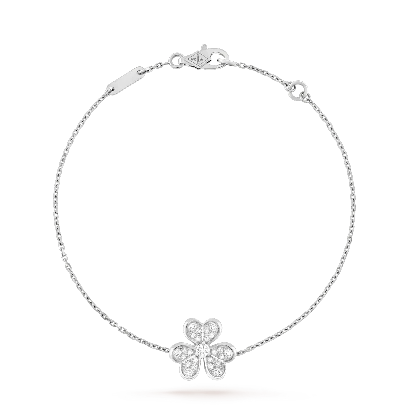 [BLAUE TRÄNEN]FRIVOLE SILBERNES BLUMEN-DIAMANTARMBAND 