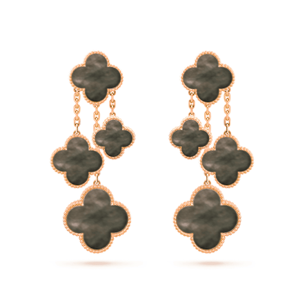 [BLUE TEARS]CLOVER EARRINGS DARK MOP 4 MOTIFS ROSE GOLD