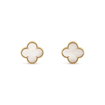 [BLUE TEARS]CLOVER MEDIUM 1 MOTIFS  WHITE MOP STUD EARRINGS