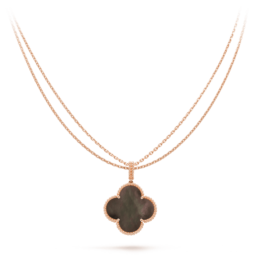 [BLUE TEARS]CLOVER 25MM GOLD DARK MOP BIG CLOVER NECKLACE