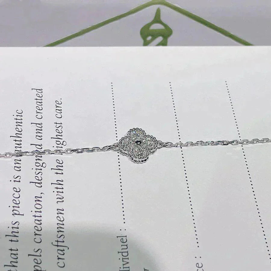 [BLUE TEARS]CLOVER  SINGLE FLOWER BRACELET SILVER