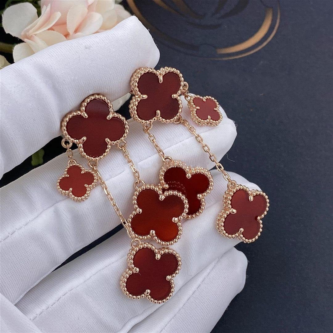 [BLUE TEARS]CLOVER EARRINGS CARNELIAN 4 MOTIFS PINK GOLD